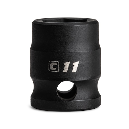 11 Mm Stubby Impact Socket, 3/8 In. Drive, 6 Point, Metric